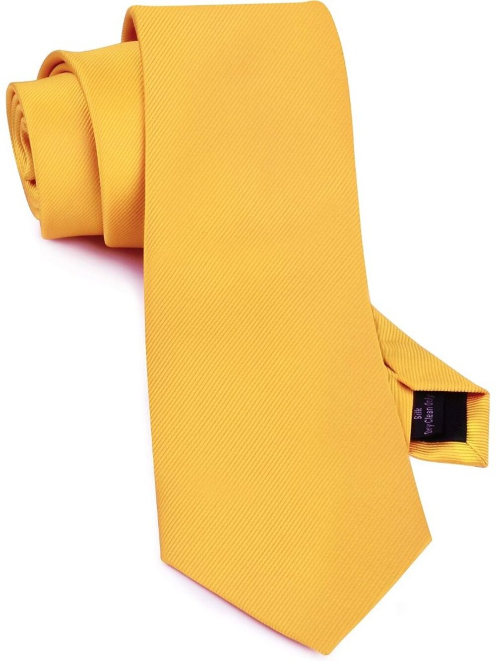 Men's Gold Solid Twill Textured Woven Silk Formal Necktie For Wedding Dress